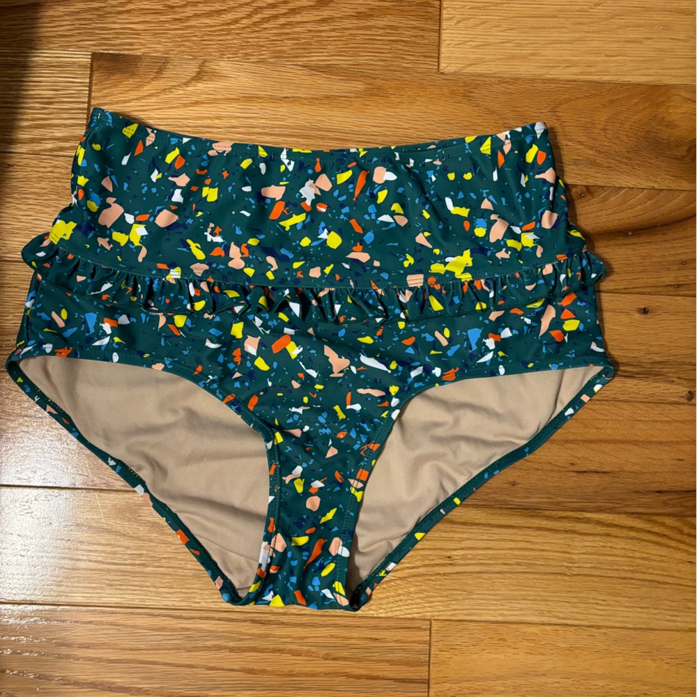Kortni Jeane mid ruffle swim bottom size large